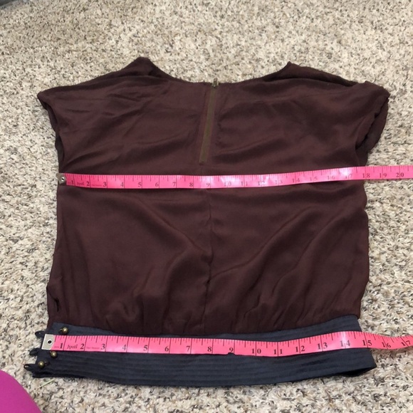 Anthropologie Line & Dot Blouse Size Small Maroon Red Silk - Picture 10 of 11